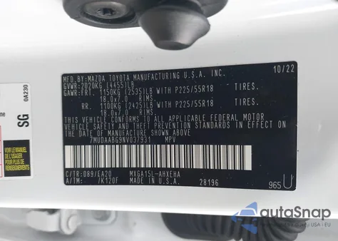 2022 Toyota Corolla Cross Xle z USA, uszkodzony, nr VIN 7MUDAABG9NV037931